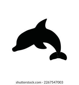 image of a black dolphin descending from its jump