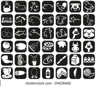 image of black icons of farm animals and natural products.