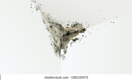 The image of black mold in the corner on the walls and on the ceiling, in vector.