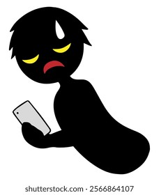 Image of a black silhouette of a villain holding a smartphone