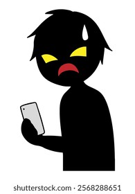 Image of a black silhouette of a villain holding a smartphone