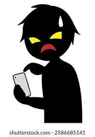 Image of a black silhouette of a villain holding a smartphone