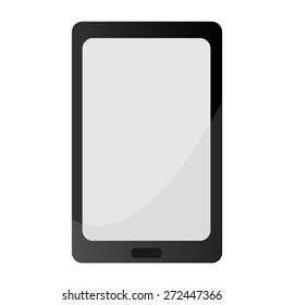 image of black smartphone with a white screen