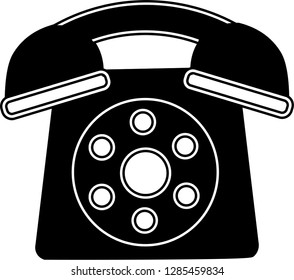 Image of black vintage telephone. Vector icon isolated on white background