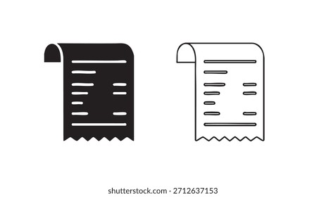 A imagem é um desenho em preto-e-branco de um recibo de compra. O recibo está dobrado