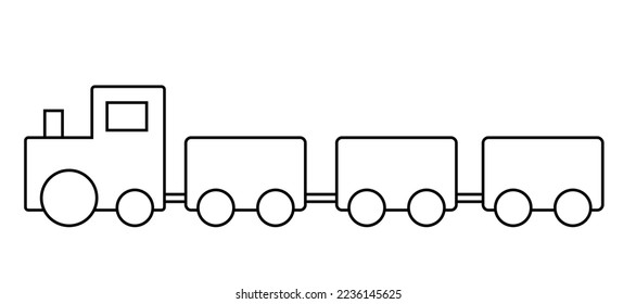 Image of a black and white icon of a Christmas train on a white background