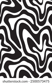 The image is a black and white pattern. It features an abstract design that could be used for wrapping paper, fabric, or other decorative purposes.