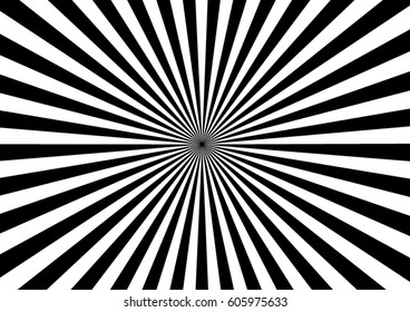 Image of a black and white sunburst in vector illustration.