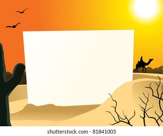 Image of blank board in the middle of desert. See my portfolio for other blank board theme