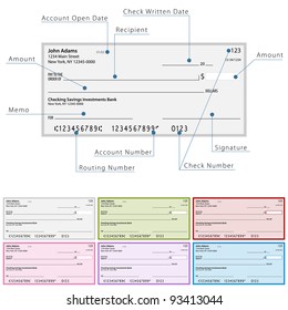 An image of a blank check diagram in different colors.