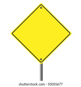 Image of a blank yellow sign on a white background.