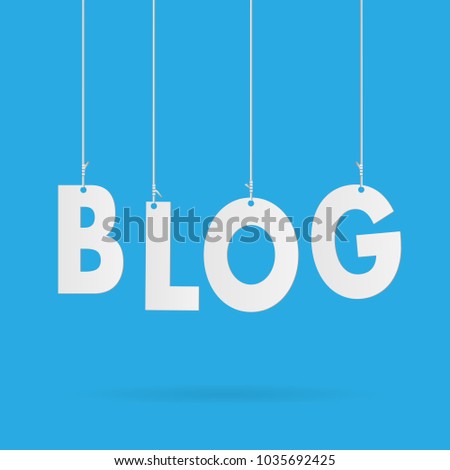 Image of BLOG hanging text isolated on a colorful blue background.