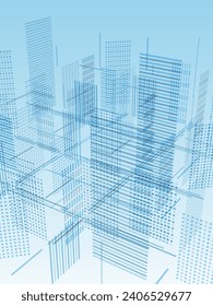Imagen de una ilustración azul de IT city Vector