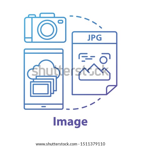 Image blue concept icon. Visual information idea thin line illustration. Pictures and photos. Files storage. Albums, photobooks and collages. Photographing. Vector isolated outline drawing