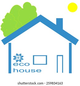 Image of blue eco house, vector