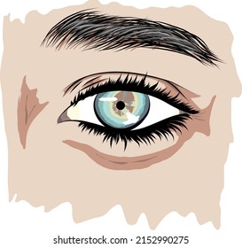 an image of blue eyes with eyebrows