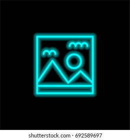 Image blue glowing neon ui ux icon. Glowing sign logo vector