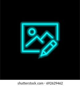 Image blue glowing neon ui ux icon. Glowing sign logo vector