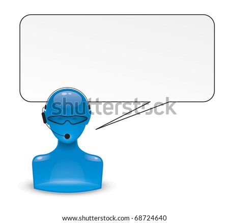 An image of a blue man icon with a head set