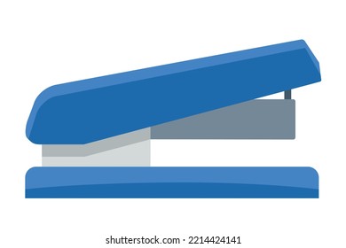 The image of a blue stationery stapler. A stapler for stapling sheets of paper. A school subject. Stationery vector illustration isolated on a white background