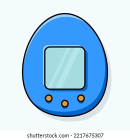 Imagen de un tamagotchi azul. Ilustración vectorial.