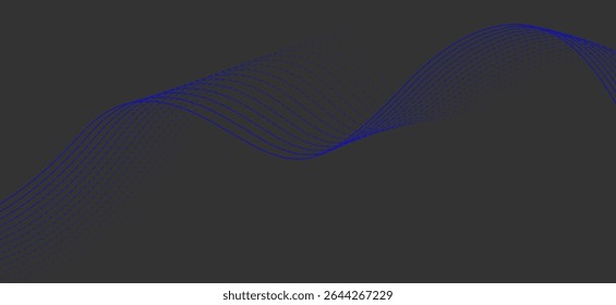 Image of blue wave lines on a black background, which is a graph that shows the characteristics of waves or signals in digital form.