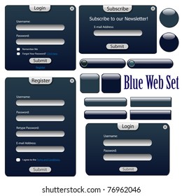 Image of a blue web forms, bars and buttons isolated on a white background.