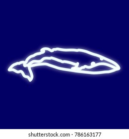 Image of blue whale. Icon with the effect of neon glow. Vector image.