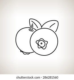 Image Blueberries on Light Background, Line Style, Black and White Vector Illustration