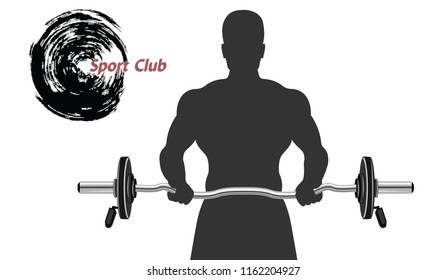 Image of a bodybuilder with a bar - abstract logo for a sports club - flat style - isolated on a white background - vector.