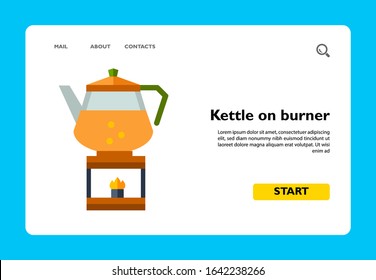 Image of boiling teakettle on fire isolated on white background