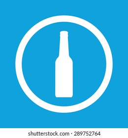 Image of bottle in circle, isolated on blue