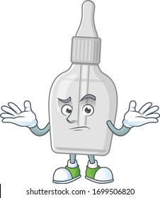 An image of bottle with pipette in grinning mascot cartoon style