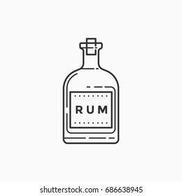 Image of bottle of rum on white background. Linear image.