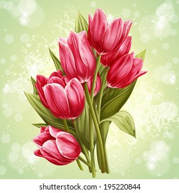 Image of a bouquet of flowers of pink tulips