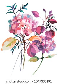 Image of a bouquet in paints. Vector