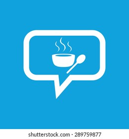 Image of bow with hot soup in chat bubble, isolated on blue