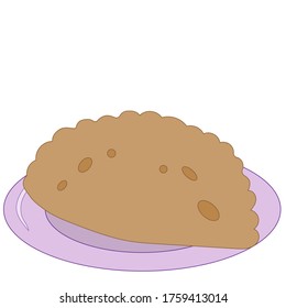 Image of a bowl with cheburek. Vector image, eps 10