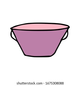 Image of a bowl. Doodle style. Vector element for design. Garden tool.