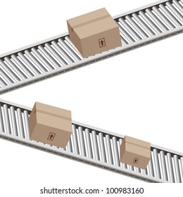 An image of a boxes on a conveyor belt.