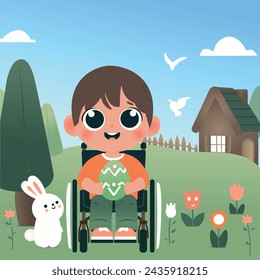 Image of a boy with a disability on Easter Day to represent and value inclusion