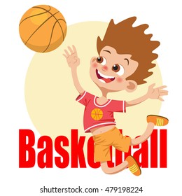 Image of boy playing basketball. Vector illustration
