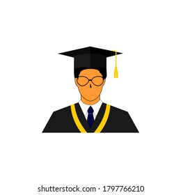 image of a boy wearing a graduation shirt and wearing glasses