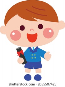 Image of a boy who completed a graduation ceremony in a nursery school or kindergarten