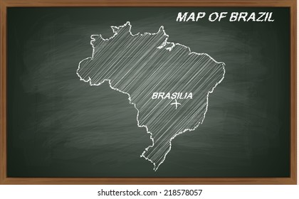 image of Brazil on blackboard. Transparency effects used. 