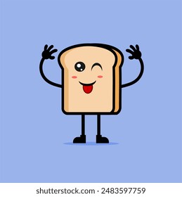 Imagen de un emoji de pan con cara de coqueteo