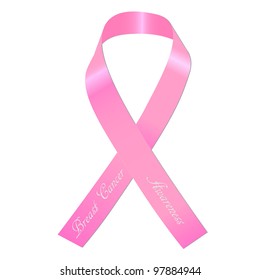 Image of a Breast Cancer Awareness ribbon isolated on a white background.