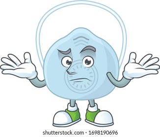 An image of breathing mask in grinning mascot cartoon style