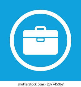 Image of briefcase in circle, isolated on blue