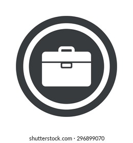 Image of briefcase in circle, on black circle, isolated on white